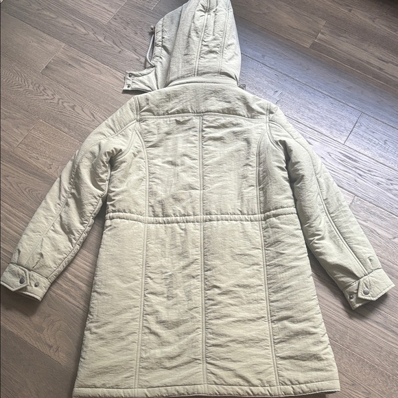 Levi’s | Light Green Long Puffer Hooded Jacket Size Small - Picture 14 of 15